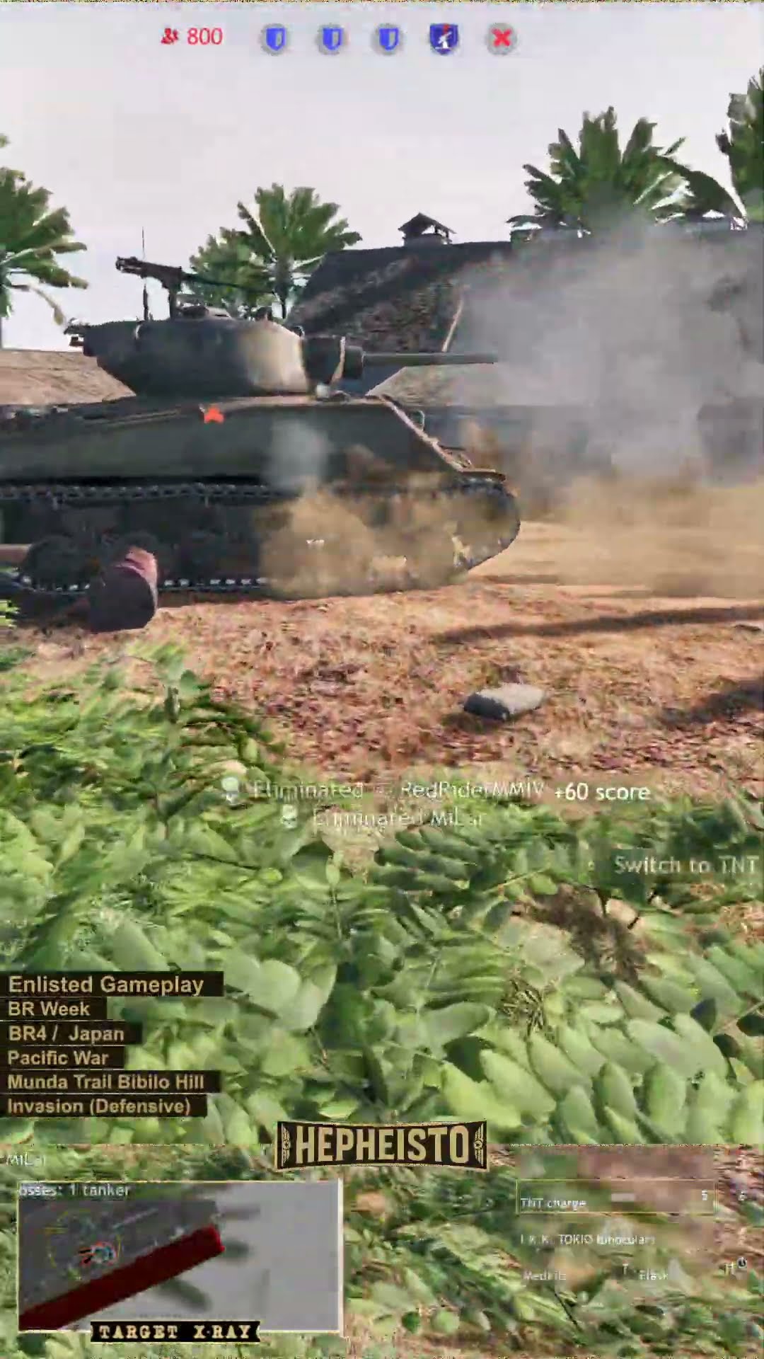 Partisan eliminates Tank M4A3E2 Jumbo with TNT Charge
