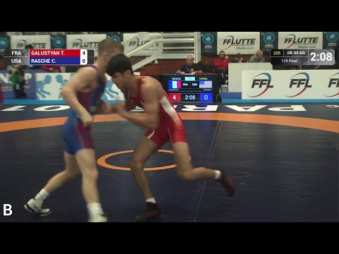 1/4 GR - 59 kg: T. GALUSTYAN (FRA) df. C. RASCHE (USA), 5-0