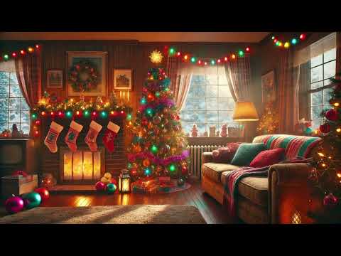 Cozy 1980s Christmas Morning Ambience | Retro Holiday Lights, Festive Decor, and Snowy Scenery