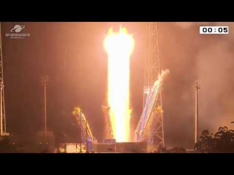 Launch of Arianespace Soyuz VS23 carrying CHEOPS, ANGELS, EyeSat, OPS-SAT from Kourou Dec. 18, 2019