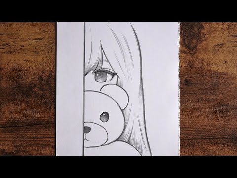 How to Draw Anime Girl with Teddy Bear | Easy anime Tutorial step by step