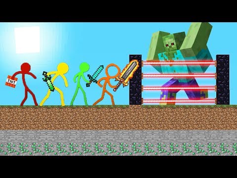 Stickman vs Minecraft Shorts 💙 ZOMBIE MUTANT BATTLE