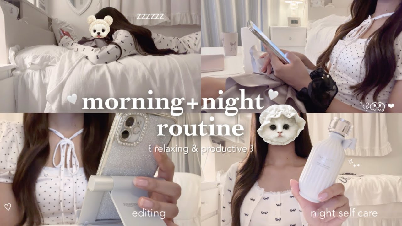 productive morning & night routine🌙cozy+relaxing🐰study vlog,selfcare,unwinding..