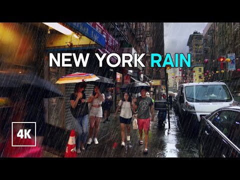 HEAVY RAIN in NEW YORK ☔️ Walking in the rain, Manhattan, NYC