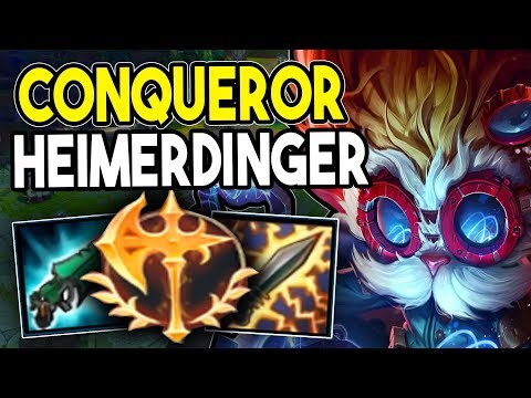NEW CONQUEROR RUNE ON HEIMERDINGER MIDLANE?? HYBRID HEIMERDINGER POPPING OFF! - League of Legends
