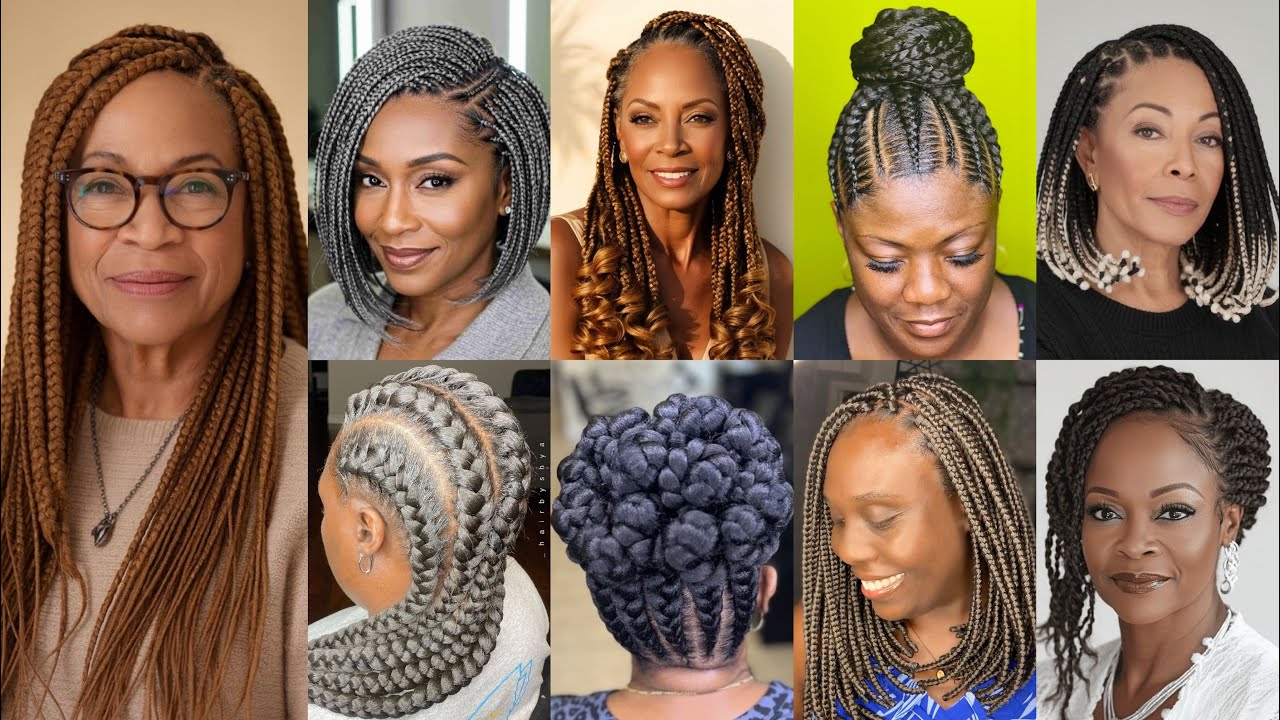 50+ Best Braids For Older Black Women|Elegant Braided Hairstyles for Mature Women with grey Hair