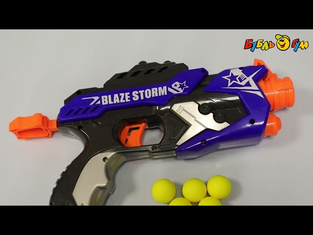 Бластер BLAZE STORM мягкие пули-шарики синий 5шт - видео