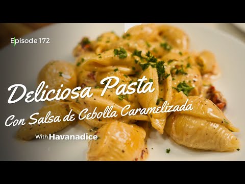 Pasta con salsa de cebolla caramelizada | havanadice