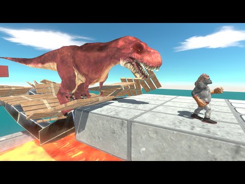 Crush the Bridge or Red T-Rex Will Get You - Animal Revolt Battle Simulator