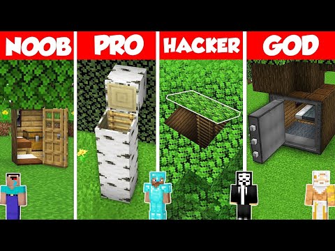 SECRET INSIDE TREE BASE BUILD CHALLENGE - Minecraft Battle: NOOB vs PRO vs HACKER vs GOD / Animation