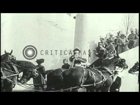 Kaiser Wilhelm II and the Crown Prince prepare for battle during World War I in G...HD Stock Footage