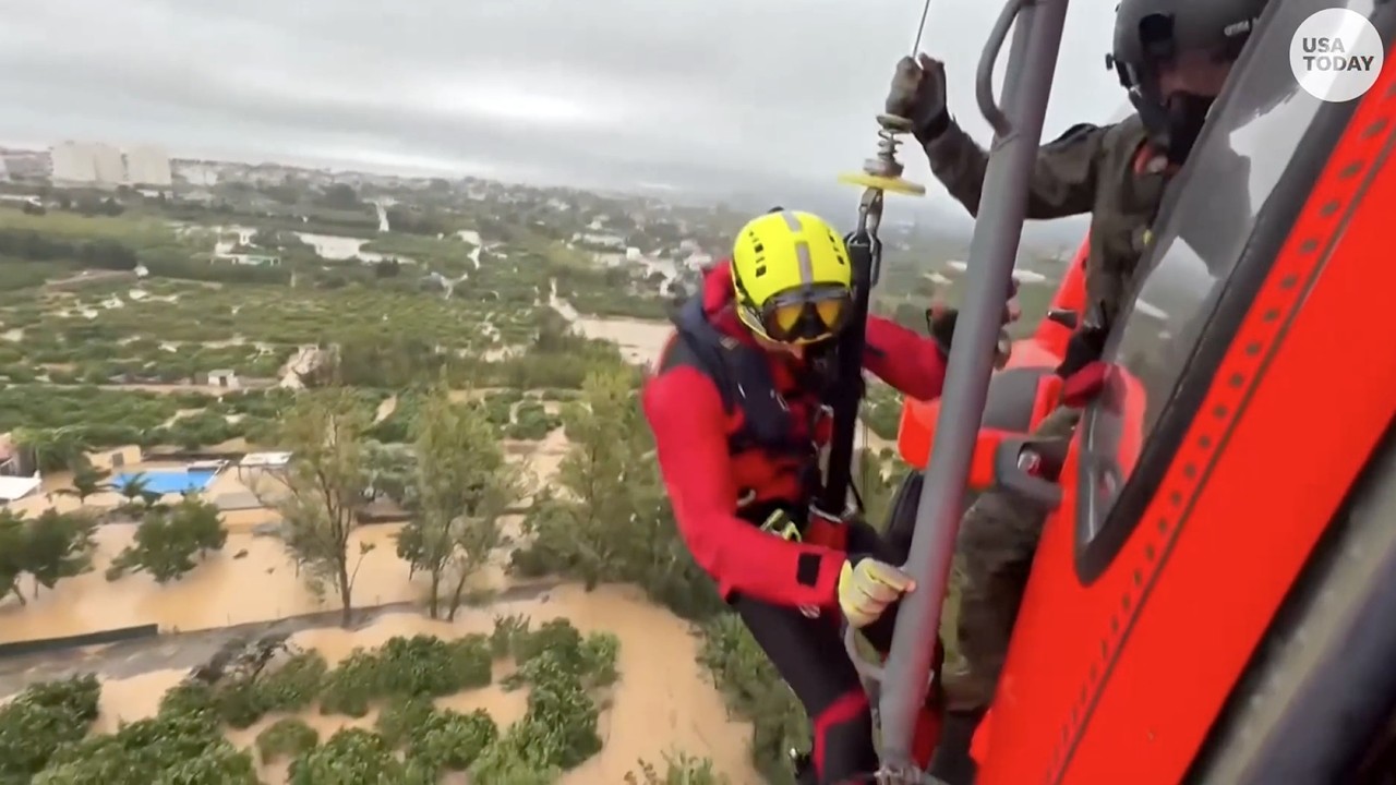 Flooding in Spain triggers rescues; aftermath footage reveals property damage from Storm Adam