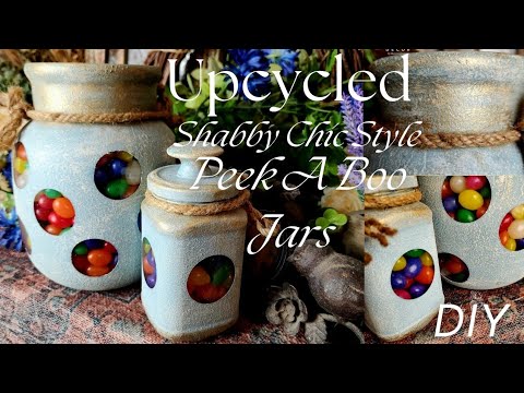 Upcycled Glass Into Easter Decor- Peek-a-Boo Treat Jars/ Spring Inspired DIY Shabby Chic Decorations