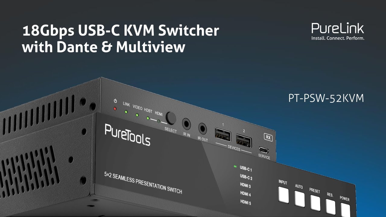 PureTools Commutateur PT-PSW-52KVM 4K (60 Hz 4:4:4)