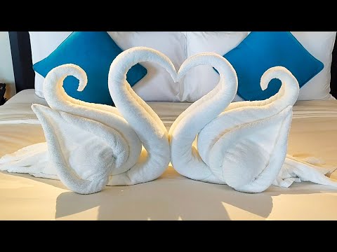 how to make towel decoration swan|| towel folding bed decoration|| romantic towel art||RB LOVE#viral