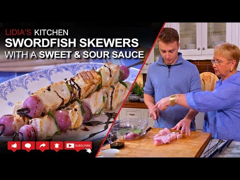Swordfish Skewers with Sweet & Sour Sauce