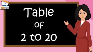 Table of 2 to 20  multiplication table of 2 to 20 