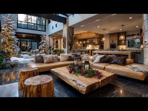 Elegant Skylight Living Room design to Bring Christmas in July with Holiday Styling