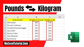 How to Convert Pound to Kilogram and Kilogram to Pound in Excel