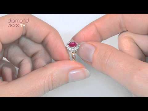 A3354 - Ruby 6 x 4mm And Diamond 9K Gold Ring