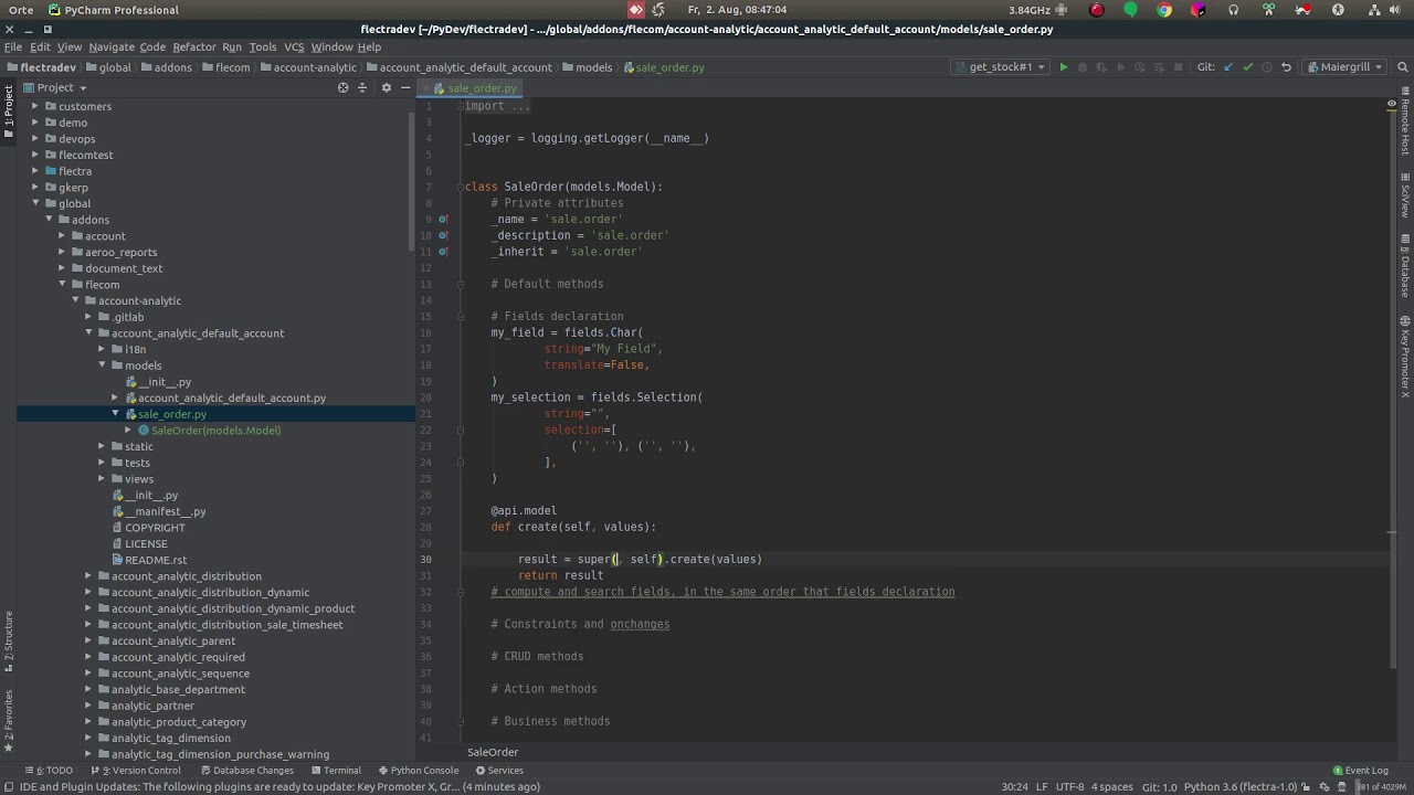 Using Flectra File and Live Templates with PyCharm
