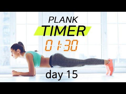 Plank Timer💙 day 15 - 30 days challenge with music ( 1 min 30 sec)  |  플랭크 15일차