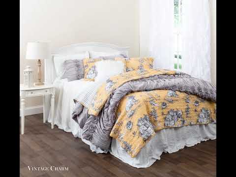 Bedding Bundle: French Country Toile Quilt Set + Darla Comforter - King