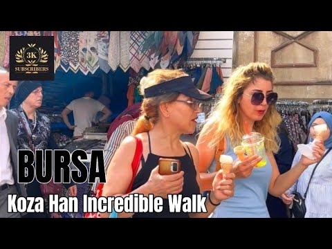 Excursão a pé pelo centro da cidade de Koza Han em Bursa em 29 de agosto de 2023-4K UHD 60fps