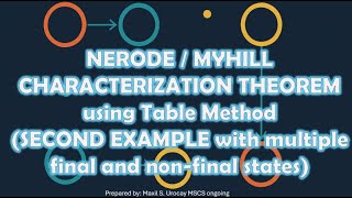 Nerode / Myhill Characterization Theorem Using Table Method with Multiple Final and Non-Final States