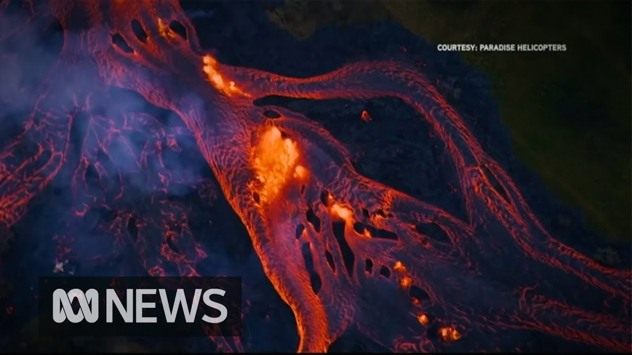 Rivers of fast-moving lava flow from Hawaii's volcano