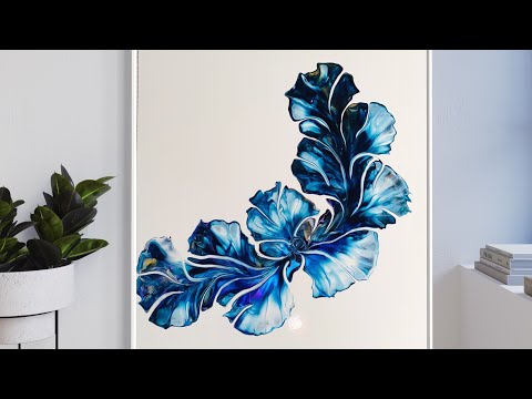 STUNNING Gradient Botanical Dutch Pour- Acrylic Pour/Fluid Art Painting