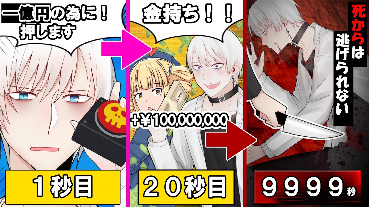 【動く漫画】もし100,000,000円ゲットできるけど殺人鬼が２４時間追ってくるボタン