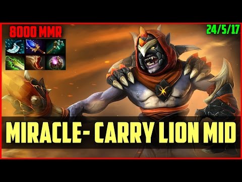 Miracle- 8000MMR INCREDIBLE Carry Lion gameplay DOTA 2