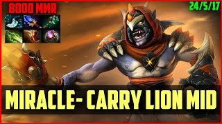 Miracle- 8000MMR INCREDIBLE Carry Lion gameplay DOTA 2