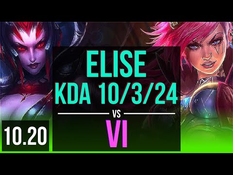 ELISE vs VI (JUNGLE) | KDA 10/3/24, Godlike | NA Challenger | v10.20