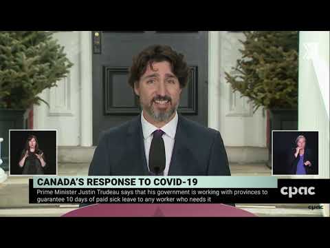 Trudeau says he'll push the provinces to give workers 10 days of paid sick leave a year COVID 19