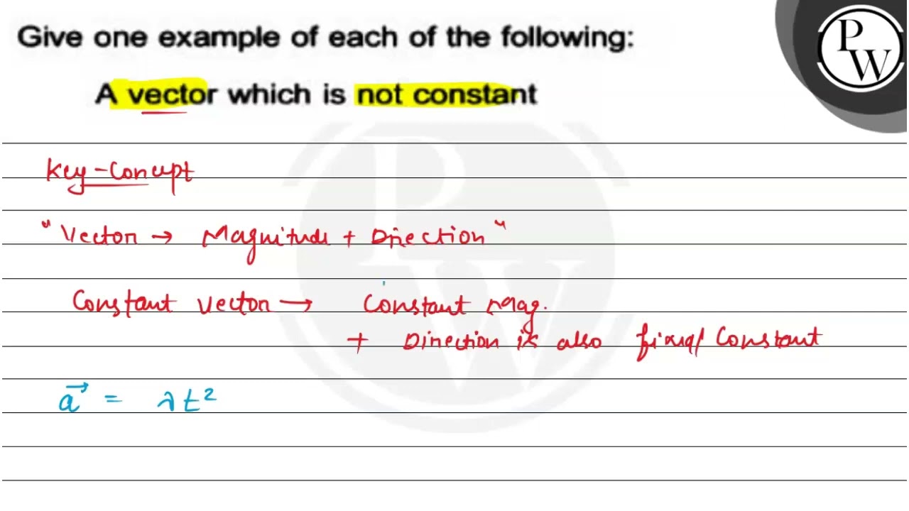 Give one example of each of the following:
\( \mathrm{P} \)
A vecto...