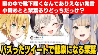 【凸待ち】ぶいすぽのめっさんのおかげで「靴下アンチ」を卒業した栞葉るり/頻繫に職質されるウヅコウと栞葉るり【卯月コウ/小森めと/栞葉るり/にじさんじ切り抜き/ぶいすぽっ！】