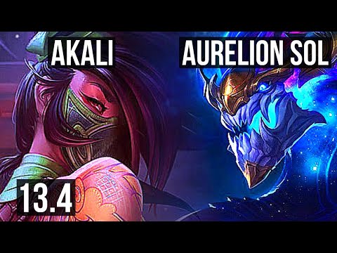 AKALI vs AURELION SOL (MID) | 7/0/1, 700+ games, Godlike | KR Grandmaster | 13.4