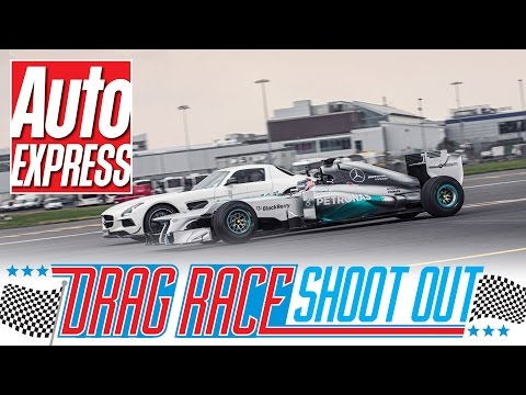 Mercedes SLS AMG Black vs F1 car - Drag Race Shoot-out