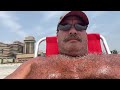 Moustached Dad Rubs Suntan Oil All Over His Big Hairy Chest