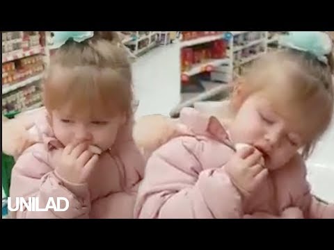 הילדה העייפה שמככבת בסרטון הזה לא מצליחה להשאיר את העיניים פקוחות בזמן קניות בסופר