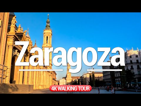 Zaragoza 4K Walking Tour (Spain) 🟡 90 min Tour & Immersive Sound  [4K Ultra HD] 🔴 Discover Zaragoza