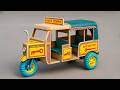 How To Make Matchbox Auto Tempo Rickshaw At Home DIY Mini Tuk Tuk Rickshaw Toy Project