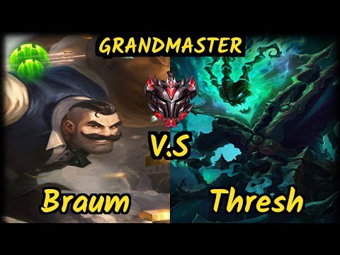 Olleh (BRAUM) vs THRESH - BOTTOM SUPPORT GAMEPLAY - NA Ranked GRANDMASTER