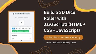 Build a 3D Dice Roller App with JavaScript | Full Beginner Project Tutorial 🎲🛠️
