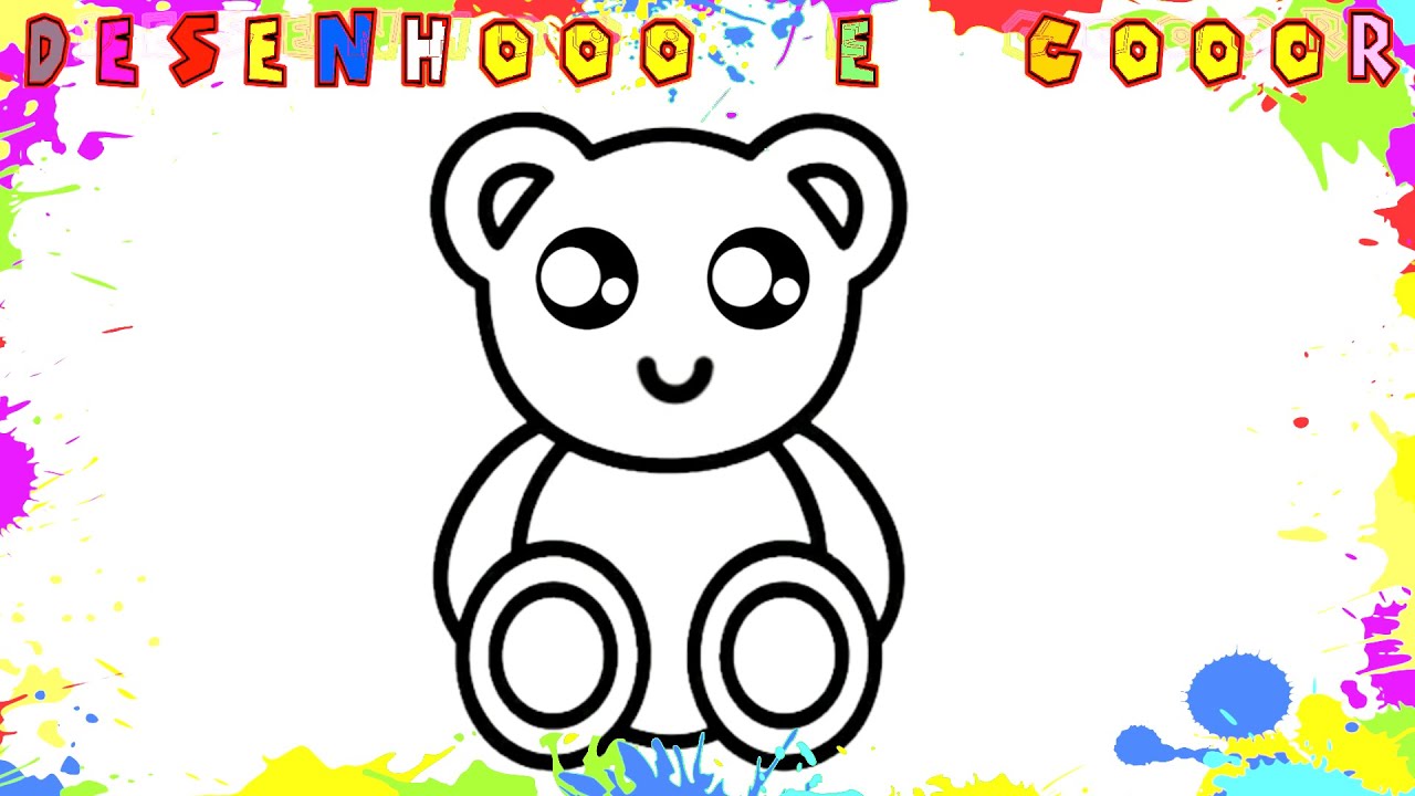 Como Desenhar um URSINHO | FÁCIL | KAWAII | Desenho para Colorir e Imprimir | Desenhooo e Cooor