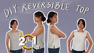 DIY Reversible Tank Top! (beginner-friendly, detailed thrift flip + self-drafted pattern)