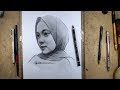 Menggambar Realis Simple Berjilbab Cantik Nissa Sabyan