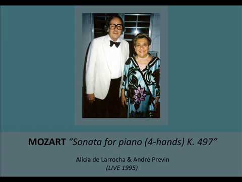 MOZART Piano Sonata 4 hands K.497 Alicia de Larrocha & André Previn (LIVE 1995)